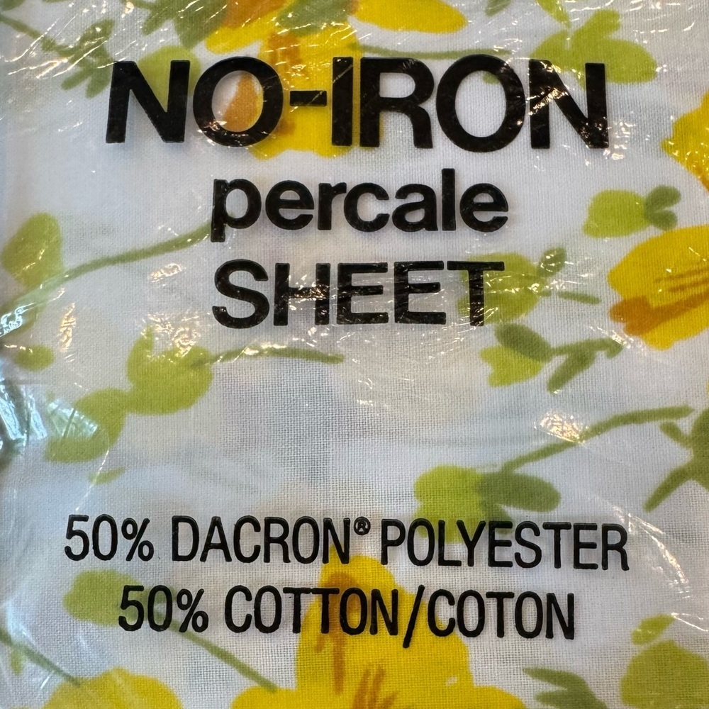 NOS Vintage 70s Yellow Floral Sheet Set by Morgan Jones - Picture 5 of 8